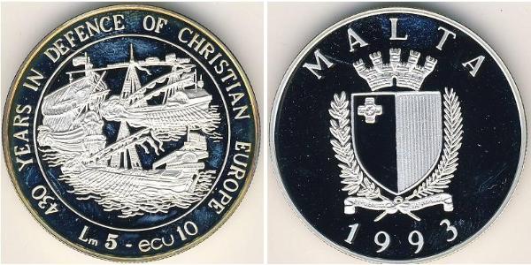 5 Lira Malte Argent 