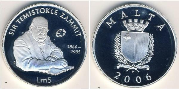 5 Lira Malte Argent 