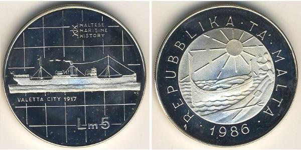 5 Lira Malte Argent 
