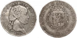 5 Lira Royaume de Sardaigne (1324 - 1861) Argent Victor-Emmanuel Ier de Sardaigne