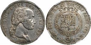 5 Lira Royaume de Sardaigne (1324 - 1861) Argent Victor-Emmanuel Ier de Sardaigne