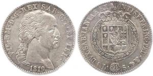 5 Lira Royaume de Sardaigne (1324 - 1861) Argent Victor-Emmanuel Ier de Sardaigne