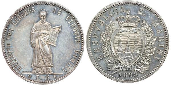 5 Lira Saint-Marin Argent 