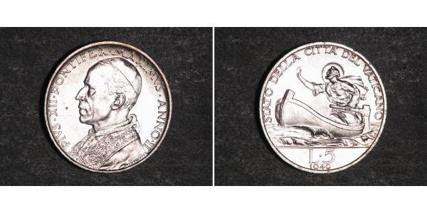 5 Lira Vatican (1926-) Argent Pie XII (1876 - 1958)