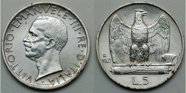 5 Lira Kingdom of Italy (1861-1946) Argento Vittorio Emanuele III d