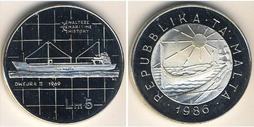 5 Lira Malta Argento 