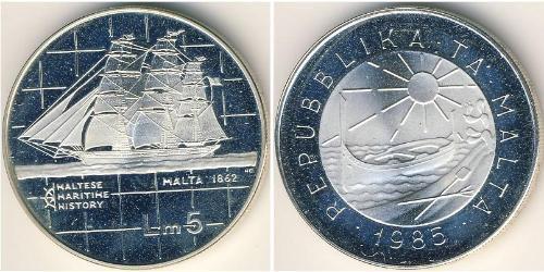 5 Lira Malta Argento 