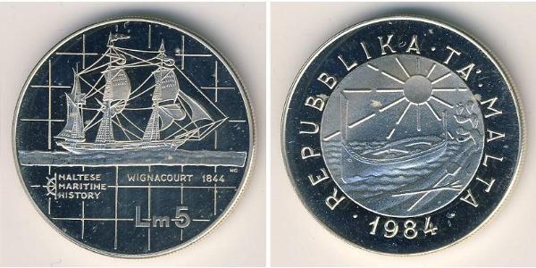 5 Lira Malta Argento 