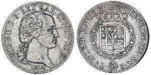 5 Lira Regno di Sardegna (1324 - 1861) Argento Vittorio Emanuele I di Savoia