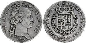 5 Lira Regno di Sardegna (1324 - 1861) Argento Vittorio Emanuele I di Savoia