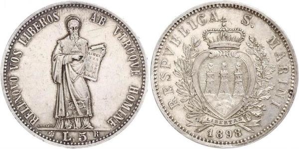 5 Lira San Marino Argento 