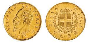 5 Lira Kingdom of Italy (1861-1946) Gold Victor Emmanuel II of Italy (1820 - 1878)