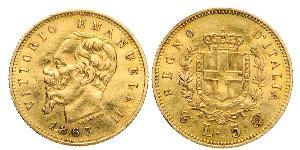 5 Lira Kingdom of Italy (1861-1946) Gold Victor Emmanuel II of Italy (1820 - 1878)