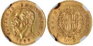 5 Lira Kingdom of Italy (1861-1946) Gold Victor Emmanuel II of Italy (1820 - 1878)