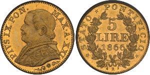 5 Lira Kirchenstaat (752-1870) Gold Pius IX (1792- 1878)