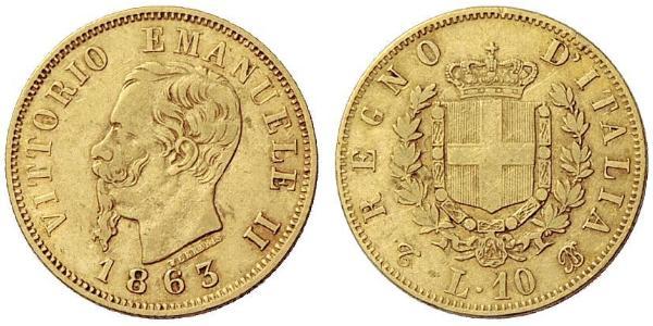 5 Lira Kingdom of Italy (1861-1946) Oro Victor Emmanuel II of Italy (1820 - 1878)