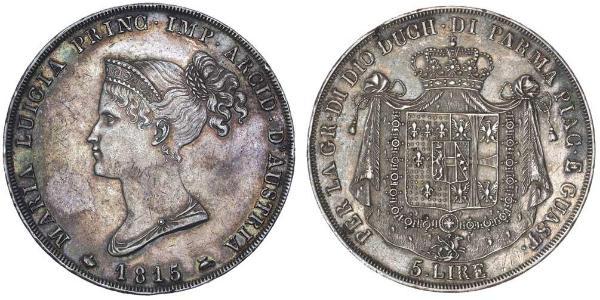 5 Lira Italia / Ducado de Parma (1545 - 1859) Plata María Luisa de Habsburgo-Lorena