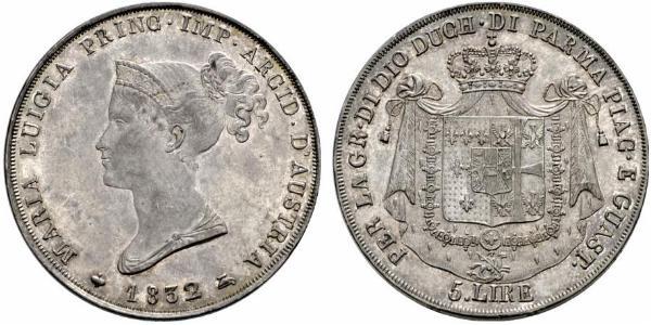 5 Lira Italia / Ducado de Parma (1545 - 1859) Plata María Luisa de Habsburgo-Lorena