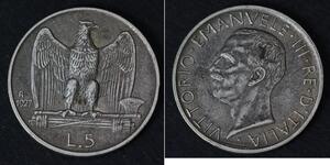 5 Lira Kingdom of Italy (1861-1946) Plata Víctor Manuel III de Italia (1869 - 1947)