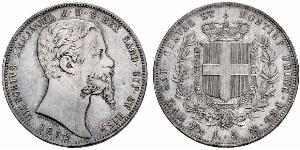 5 Lira Kingdom of Italy (1861-1946) Plata Victor Emmanuel II of Italy (1820 - 1878)