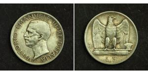 5 Lira Kingdom of Italy (1861-1946) Plata Víctor Manuel III de Italia (1869 - 1947)