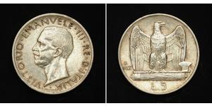 5 Lira Kingdom of Italy (1861-1946) Plata Víctor Manuel III de Italia (1869 - 1947)