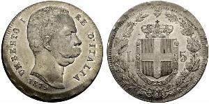 5 Lira Kingdom of Italy (1861-1946) Plata Umberto I (1844-1900)