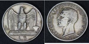 5 Lira Kingdom of Italy (1861-1946) Plata Víctor Manuel III de Italia (1869 - 1947)