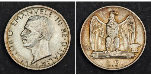 5 Lira Kingdom of Italy (1861-1946) Plata Víctor Manuel III de Italia (1869 - 1947)