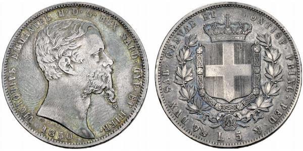 5 Lira Kingdom of Italy (1861-1946) Plata Victor Emmanuel II of Italy (1820 - 1878)