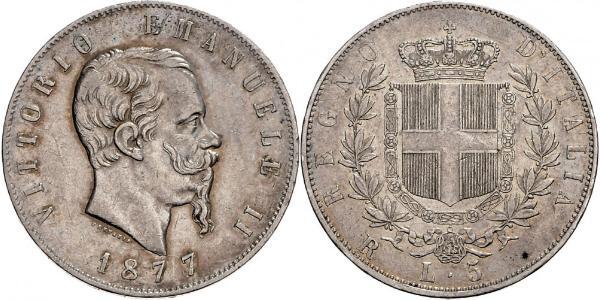 5 Lira Kingdom of Italy (1861-1946) Plata Victor Emmanuel II of Italy (1820 - 1878)
