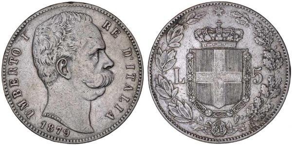 5 Lira Kingdom of Italy (1861-1946) Plata Umberto I (1844-1900)