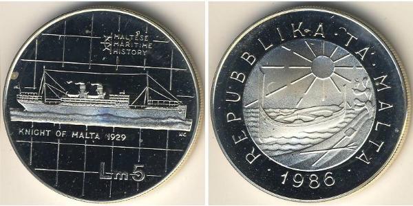 5 Lira Malta Plata 