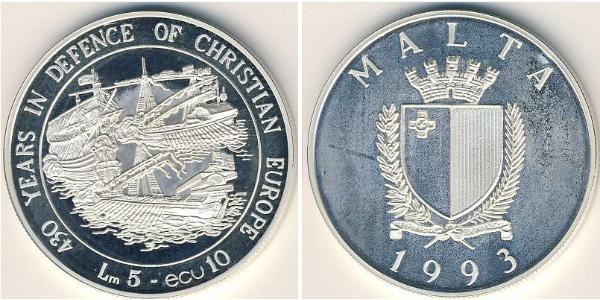 5 Lira Malta Plata 