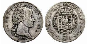 5 Lira Reino de Cerdeña (1324 - 1861) Plata Víctor Manuel I de Cerdeña