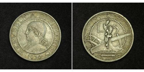 5 Lira San Marino Plata 