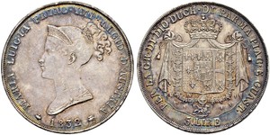 5 Lira Herzogtum Parma (1545 - 1859) / Italien Silber Marie-Louise von Österreich