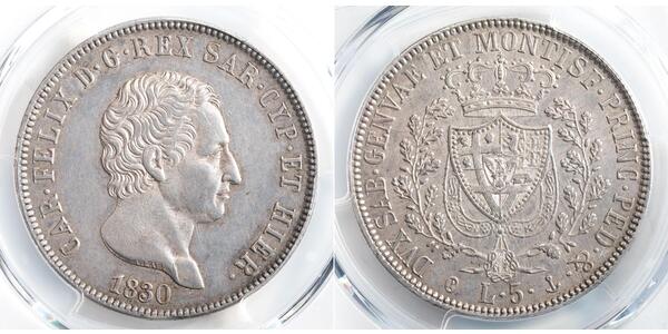 5 Lira Italian city-states Silber Karl Felix (Sardinien-Piemont)