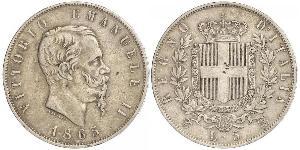 5 Lira Kingdom of Italy (1861-1946) Silber Victor Emmanuel II of Italy (1820 - 1878)