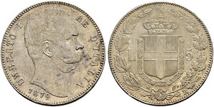 5 Lira Kingdom of Italy (1861-1946) Silber Umberto I (1844-1900)