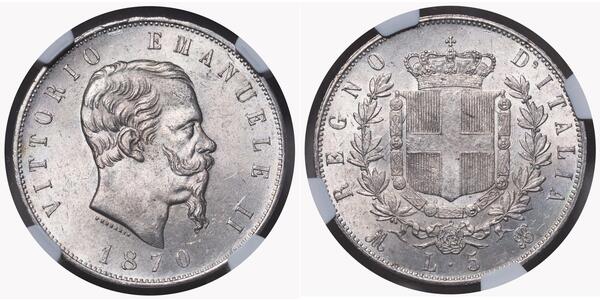5 Lira Kingdom of Italy (1861-1946) Silber Victor Emmanuel II of Italy (1820 - 1878)