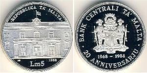5 Lira Malta Silber 