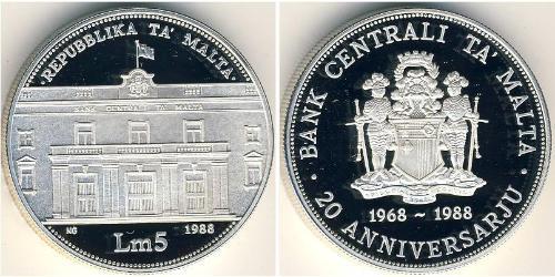 5 Lira Malta Silber 