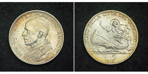 5 Lira Vatikan (1926-) Silber Pius XII  (1876 - 1958)