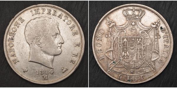 5 Lira Italy Silver Napoleon (1769 - 1821)