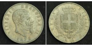 5 Lira Kingdom of Italy (1861-1946) Silver Victor Emmanuel II of Italy (1820 - 1878)