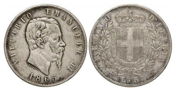5 Lira Kingdom of Italy (1861-1946) Silver Victor Emmanuel II of Italy (1820 - 1878)