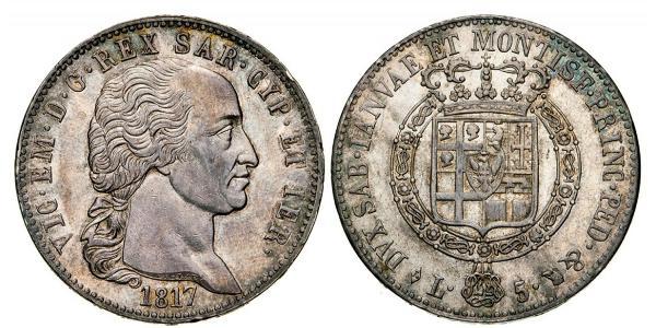 5 Lira Kingdom of Sardinia (1324 - 1861) Silver Victor Emmanuel I of Sardinia