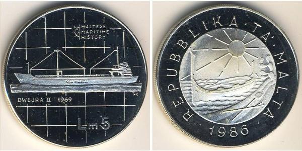 5 Lira Malta Silver 