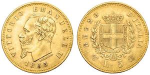 5 Lira 意大利王國 (1861-1946) 金 维托里奥·埃马努埃莱二世
